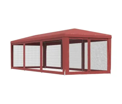 Svinību Telts, Ar 8 Sieta Sienām, 3X9 M, Sarkana, Hdpe Vidaxl