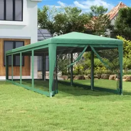 Proginė Palapinė Su 10 Tinklinių Sienų, Žalia, 3X12M, Hdpe