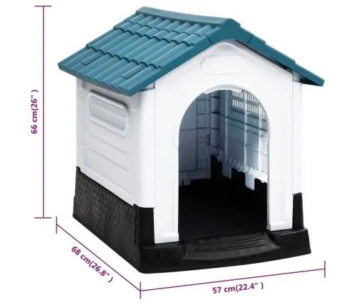 Koerakuut, Sinine, 57 X 68 X 66 cm Polüpropüleen