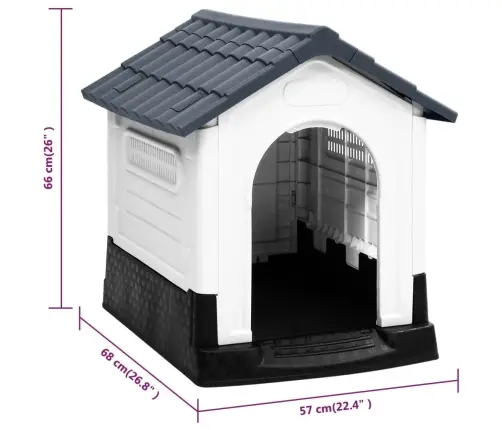 Šuns Būda, Pilka, 57X68X66 cm Polipropilenas