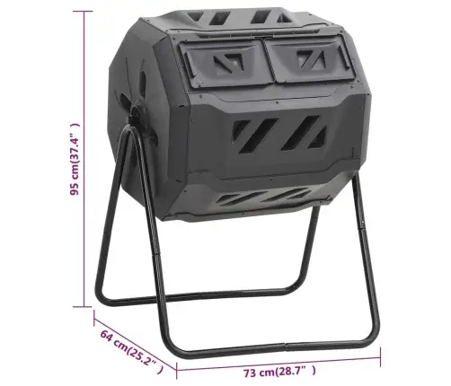 Sodo Komposto Dėžė, Juodos Spalvos, 73X64X95cm 160L