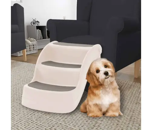 3 Pakāpienu Suņu Kāpnes, Saliekamas, Bēšas, 50X38X38 Cm Vidaxl