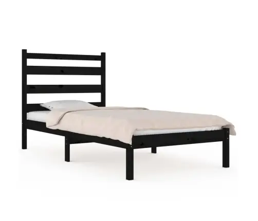 Gultas Rāmis, Melns, Masīvkoks, 75X190 Cm, Mazs, Vienvietīgs Vidaxl