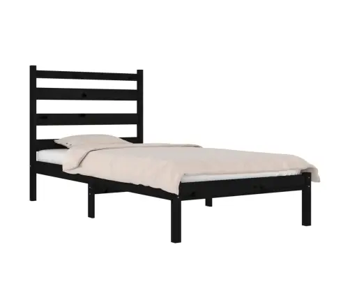 Gultas Rāmis, Melns, Masīvkoks, 75X190 Cm, Mazs, Vienvietīgs Vidaxl