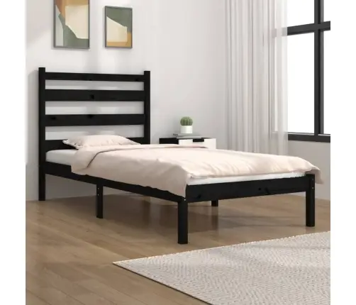 Gultas Rāmis, Melns, Masīvkoks, 75X190 Cm, Mazs, Vienvietīgs Vidaxl