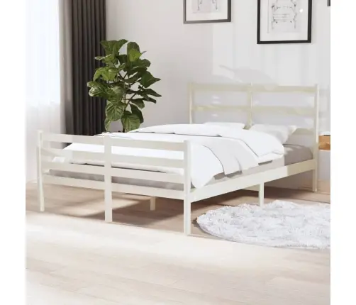 Voodiraam, Valge, Täismännipuit 120X190 Cm