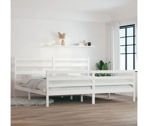 Voodiraam Täismännipuit, 200 X 200 cm Valge