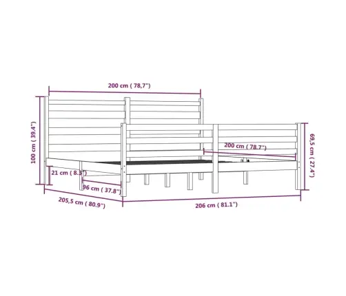 Voodiraam Täismännipuit, 200 X 200 cm Hall