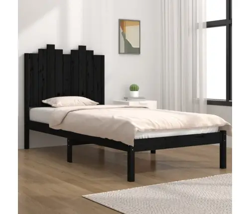 Lovos Rėmas, Juodas, 75X190cm Pušies Masyvas, Vienvietis