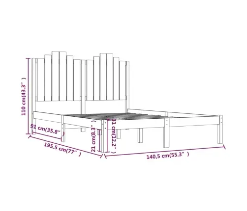 Voodiraam, 135 X 190 cm Männipuit