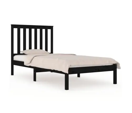 Lovos Rėmas, Juodas, 75X190cm Pušies Masyvas, Vienvietis