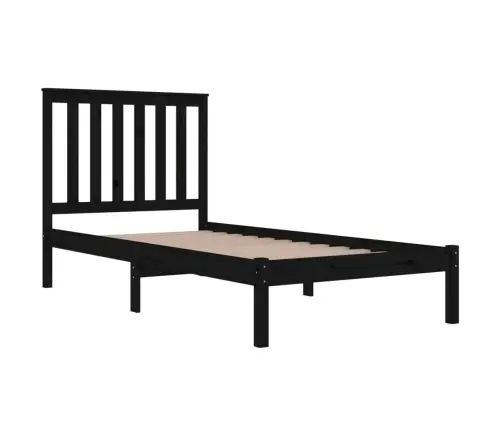 Lovos Rėmas, Juodas, 75X190cm Pušies Masyvas, Vienvietis