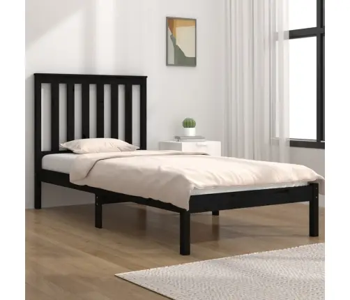 Lovos Rėmas, Juodas, 75X190cm Pušies Masyvas, Vienvietis