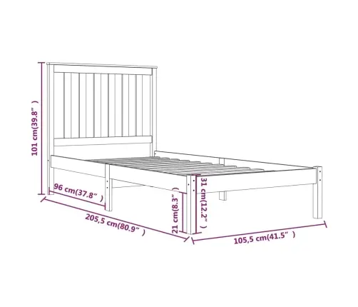Gultas Rāmis, Priedes Masīvkoks, 100X200 Cm Vidaxl