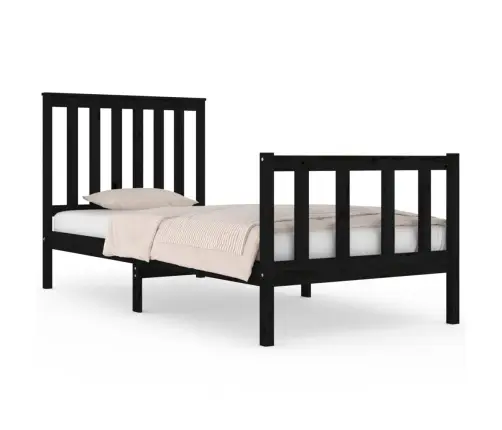 Gultas Rāmis, Melns, Masīvkoks, 75X190 Cm, Mazs, Vienvietīgs Vidaxl