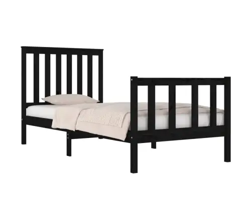 Gultas Rāmis, Melns, Masīvkoks, 75X190 Cm, Mazs, Vienvietīgs Vidaxl