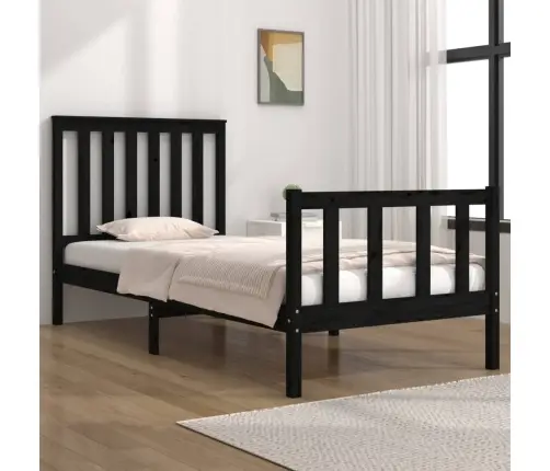 Gultas Rāmis, Melns, Masīvkoks, 75X190 Cm, Mazs, Vienvietīgs Vidaxl