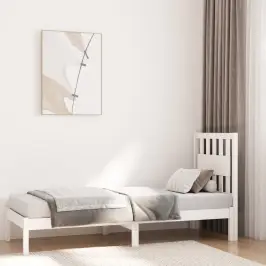 Gultas Rāmis, Balts, Masīvkoks, 75X190 Cm, Mazs, Vienvietīgs Vidaxl