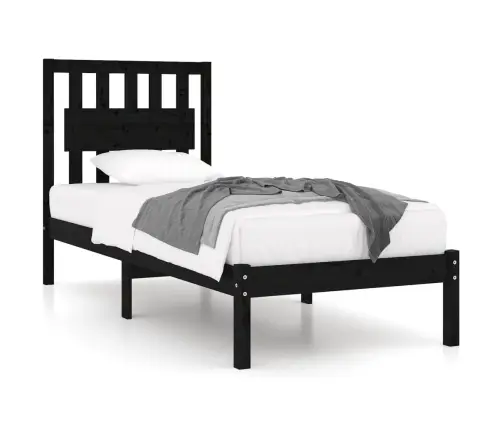 Gultas Rāmis, Melns, Masīvkoks, 75X190 Cm, Mazs, Vienvietīgs Vidaxl