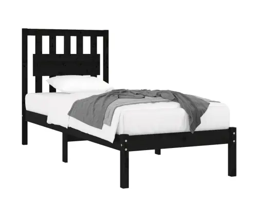 Gultas Rāmis, Melns, Masīvkoks, 75X190 Cm, Mazs, Vienvietīgs Vidaxl