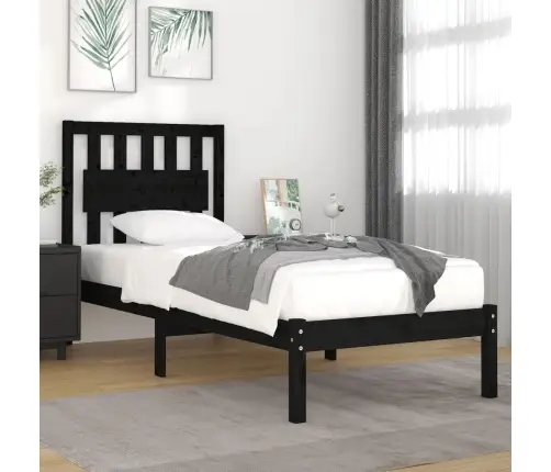 Gultas Rāmis, Melns, Masīvkoks, 75X190 Cm, Mazs, Vienvietīgs Vidaxl