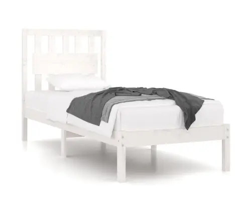 Voodiraam, Valge, Täismännipuit, 90 X 200 Cm