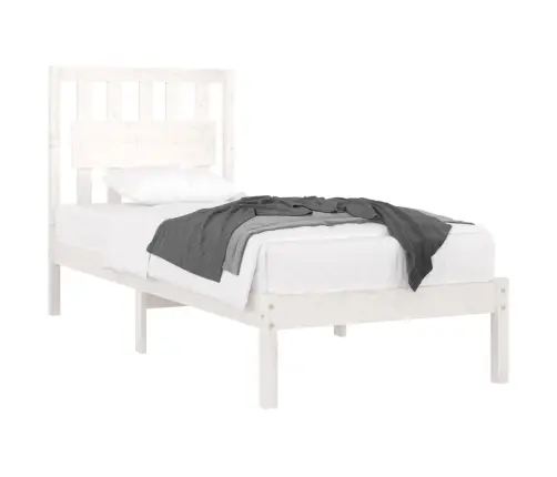 Voodiraam, Valge, Täismännipuit, 90 X 200 Cm