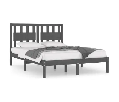 Gultas Rāmis, Pelēks, Priedes Masīvkoks, 200X200 Cm Vidaxl