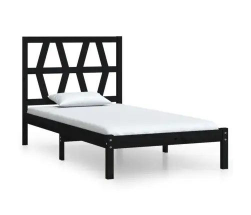 Gultas Rāmis, Melns, Masīvkoks, 75X190 Cm, Mazs, Vienvietīgs Vidaxl