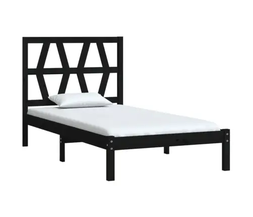 Gultas Rāmis, Melns, Masīvkoks, 75X190 Cm, Mazs, Vienvietīgs Vidaxl