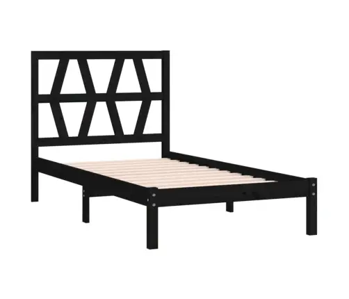 Voodiraam, Must, Täismännipuit, 75 X 190 Cm