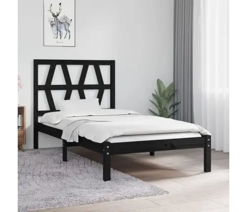 Gultas Rāmis, Melns, Masīvkoks, 75X190 Cm, Mazs, Vienvietīgs Vidaxl