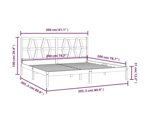 Gultas Rāmis, Balts, Priedes Masīvkoks, 200X200 Cm Vidaxl