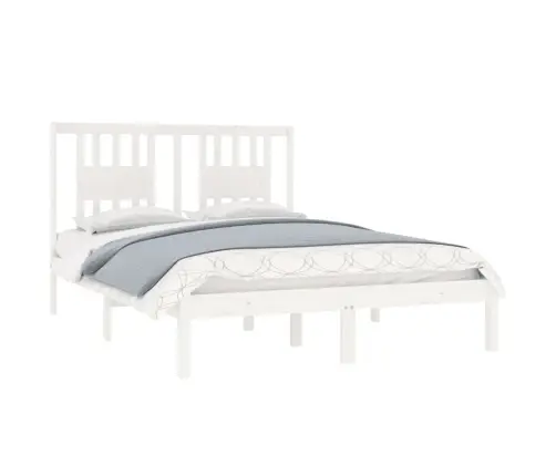 Gultas Rāmis, Balts, Masīvkoks, 135X190 Cm, Divvietīgs Vidaxl