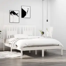 Lovos Rėmas, Baltas, 135X190cm Medienos Masyvas, Dvivietis