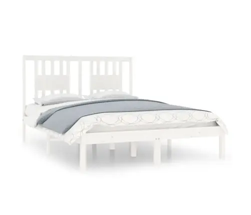 Gultas Rāmis, Priedes Masīvkoks, Balts, 140X190 Cm Vidaxl