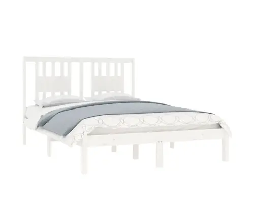 Gultas Rāmis, Priedes Masīvkoks, Balts, 140X190 Cm Vidaxl