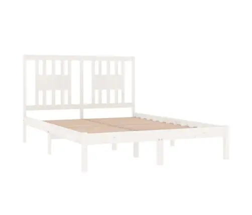 Gultas Rāmis, Priedes Masīvkoks, Balts, 140X190 Cm Vidaxl
