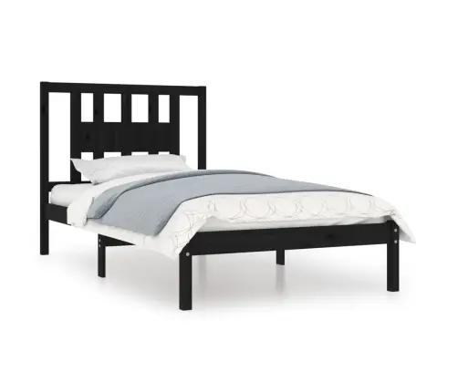 Voodiraam, Must, Täismännipuit, 100 X 200 Cm