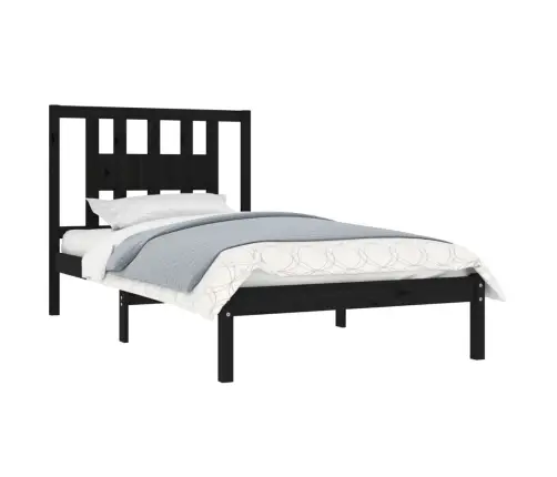 Voodiraam, Must, Täismännipuit, 100 X 200 Cm