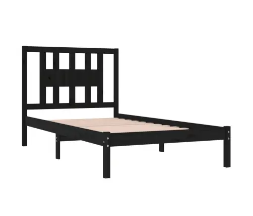 Voodiraam, Must, Täismännipuit, 100 X 200 Cm