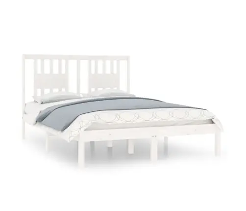 Voodiraam, Valge, Täismännipuit, 120 X 200 Cm