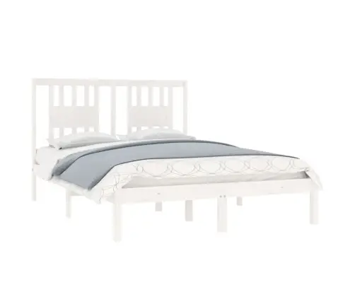 Voodiraam, Valge, Täismännipuit, 120 X 200 Cm