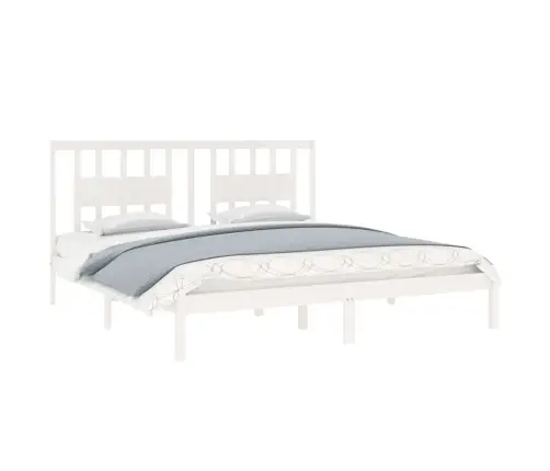 Voodiraam, Valge, Täismännipuit, 200 X 200 Cm