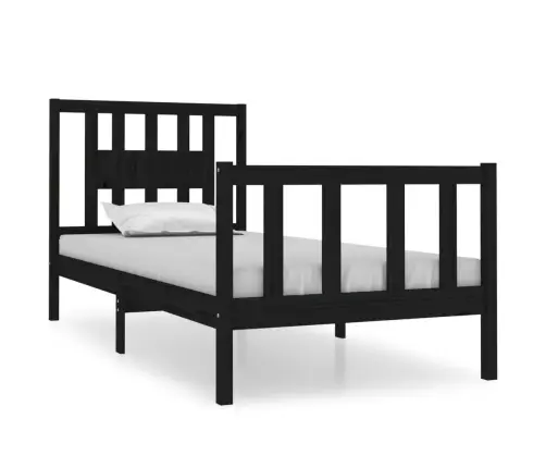 Gultas Rāmis, Melns, Masīvkoks, 75X190 Cm, Mazs, Vienvietīgs Vidaxl