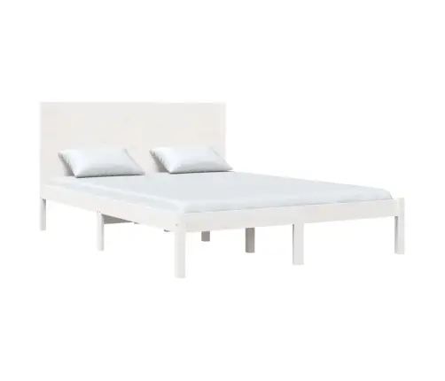 Gulta Bez Matrača, Balts, 140X190 Cm, Priedes Masīvkoks Vidaxl