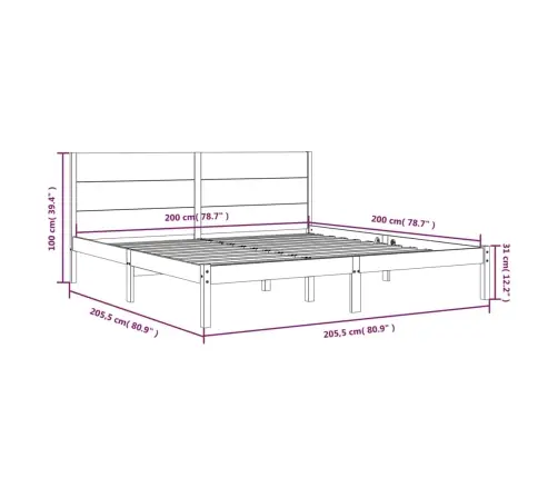 Gulta Bez Matrača, 200X200 Cm, Priedes Masīvkoks Vidaxl