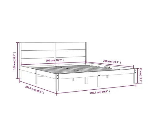 Voodiraam Ilma Madratsita, Valge, 200 X 200 cm Männipuit