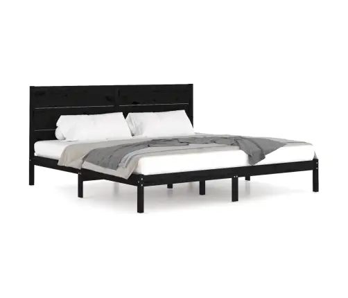 Lovos Rėmas, Juodos Spalvos, 200X200cm Pušies Medienos Masyvas