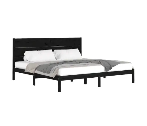 Lovos Rėmas, Juodos Spalvos, 200X200cm Pušies Medienos Masyvas